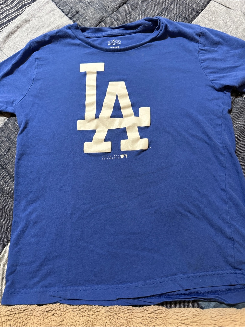 MLB Blue Tee with White LA Logo